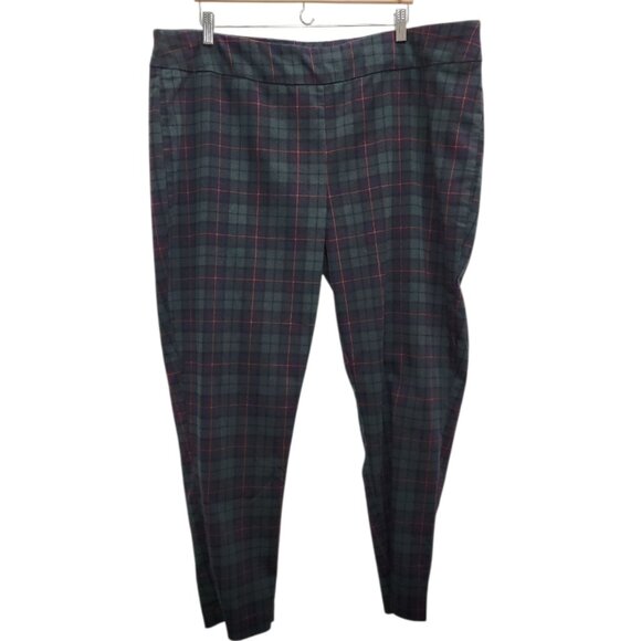 Croft & Barrow Effortless Stretch Pull On Pants Womens 22W Green Plaid Plus X10X - Picture 1 of 4